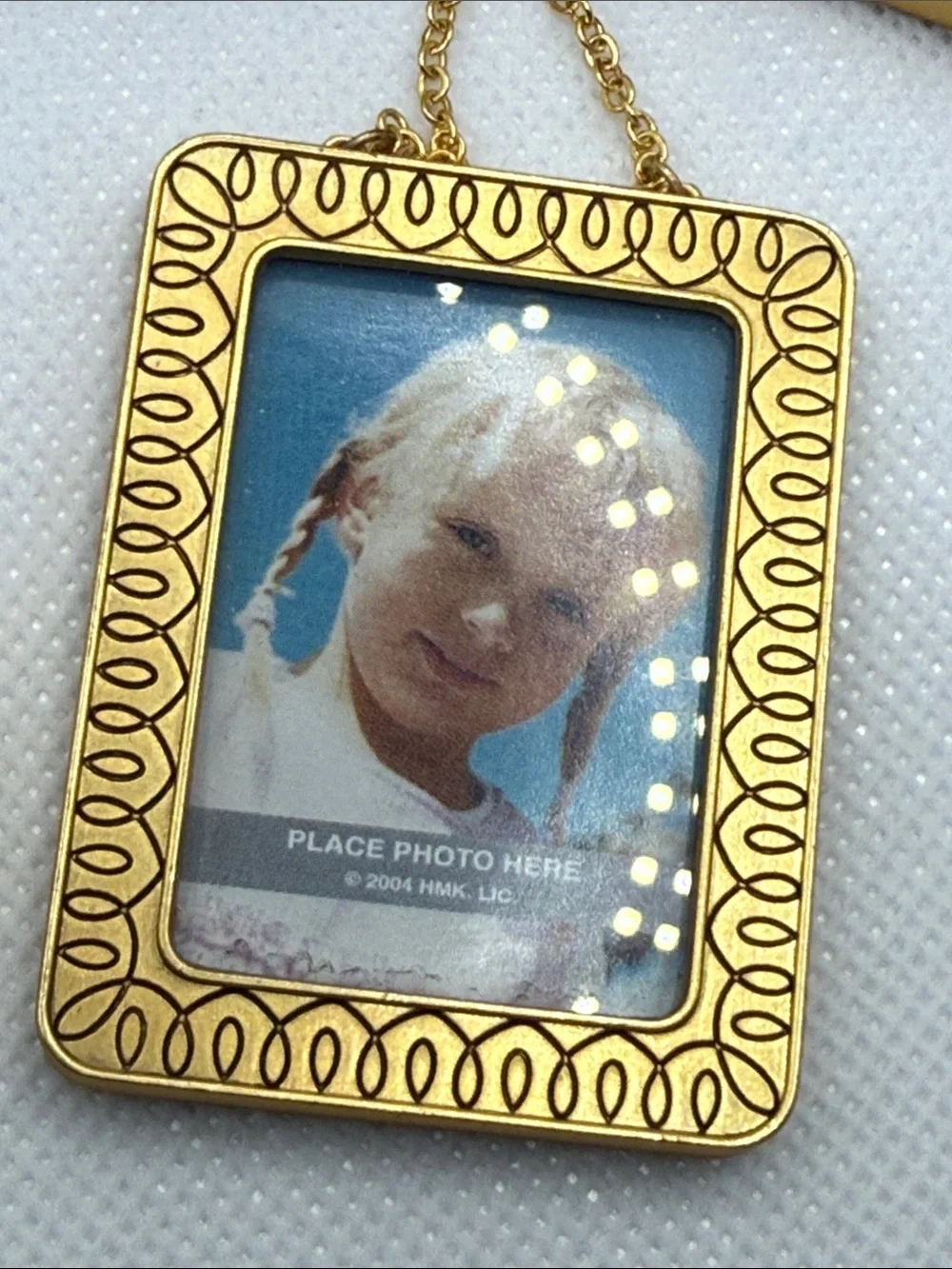 5 Small Gold tone Hanging Photo picture Frames detailed metal